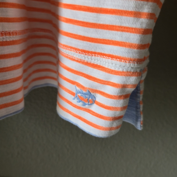 Southern Tide S Striped Orange Hooded Long Sleeve Mini Dress Cotton Spring Beach - Picture 3 of 14